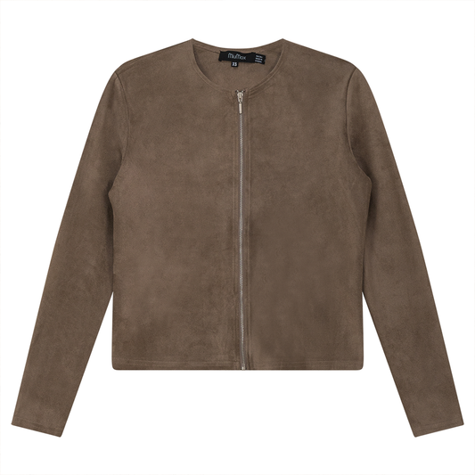 Ladies Suede Zip Jacket Mocha