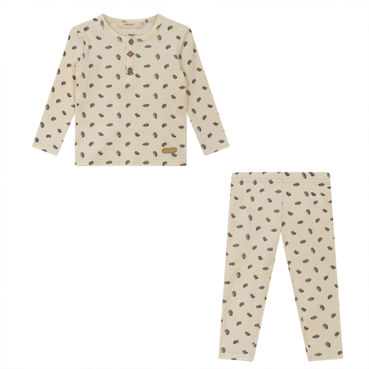 Feather Print 2Pc Set Off White