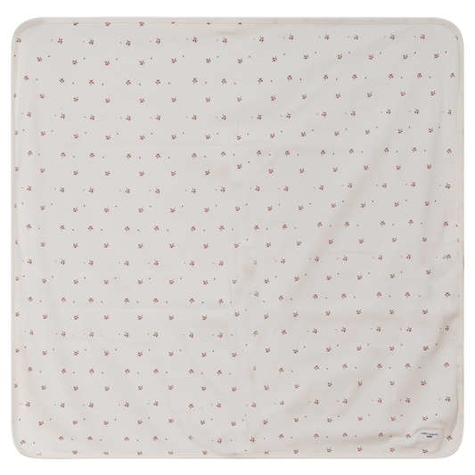 Flower Print Rib Blanket Off White One Size