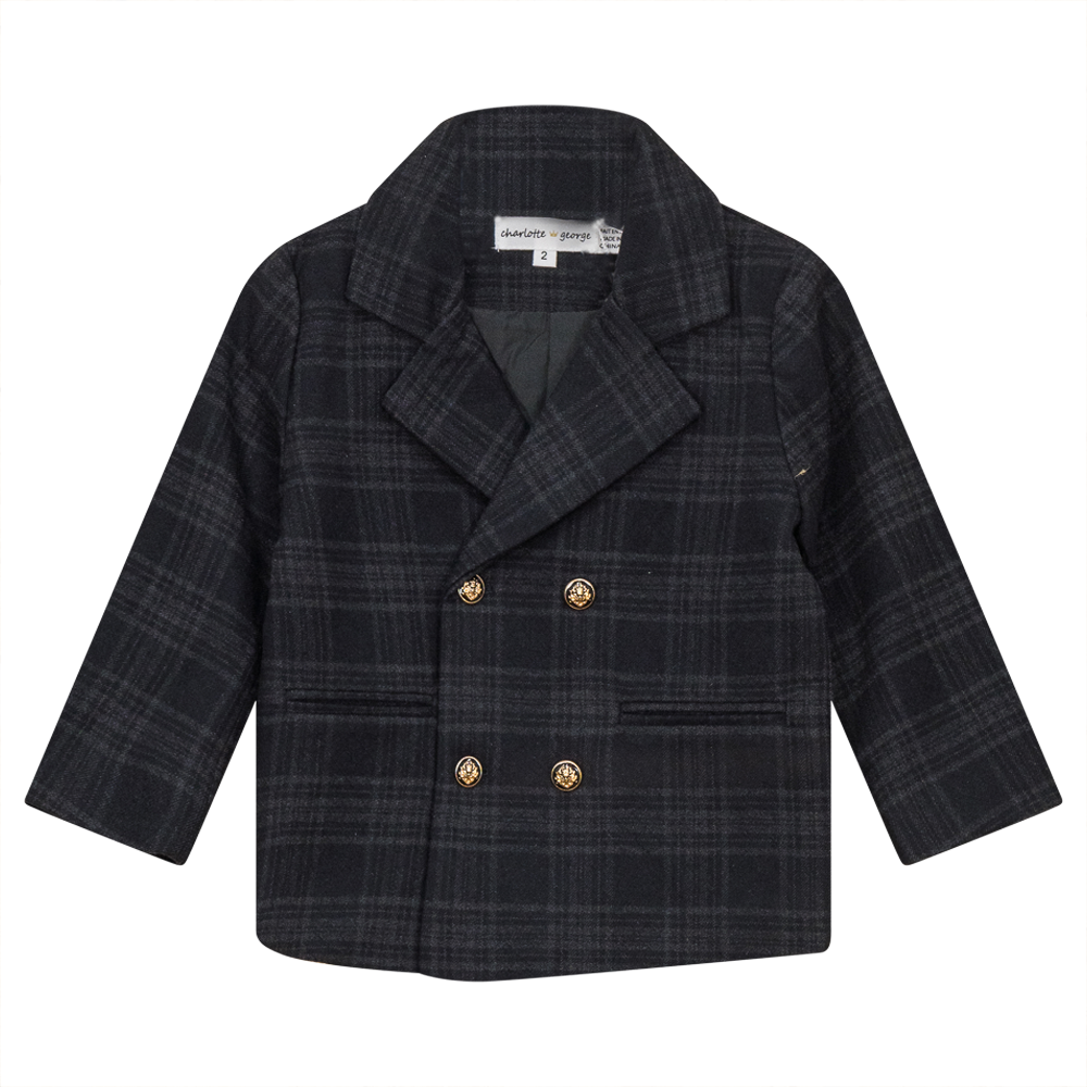Woven Plaid Jacket Black