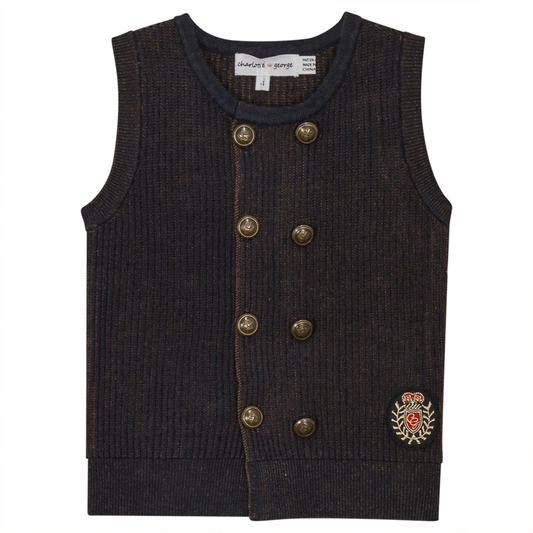 Crest Rib Knit Vest Blue