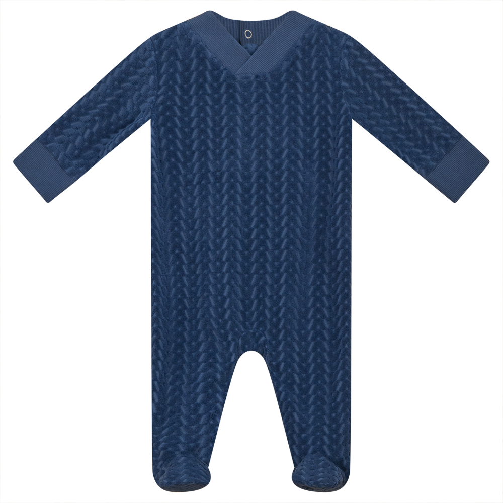 V-Neck Velour Onesie Denim