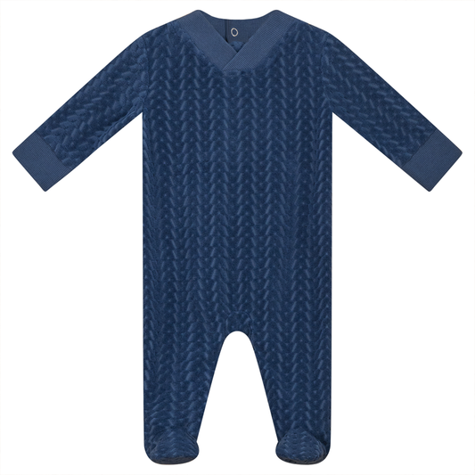 V-Neck Velour Onesie Denim