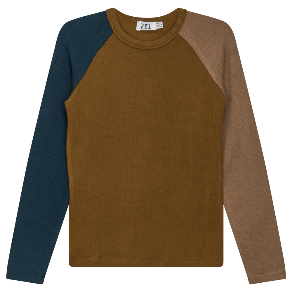 Multi Color Rib Top Cognac Teal Tan
