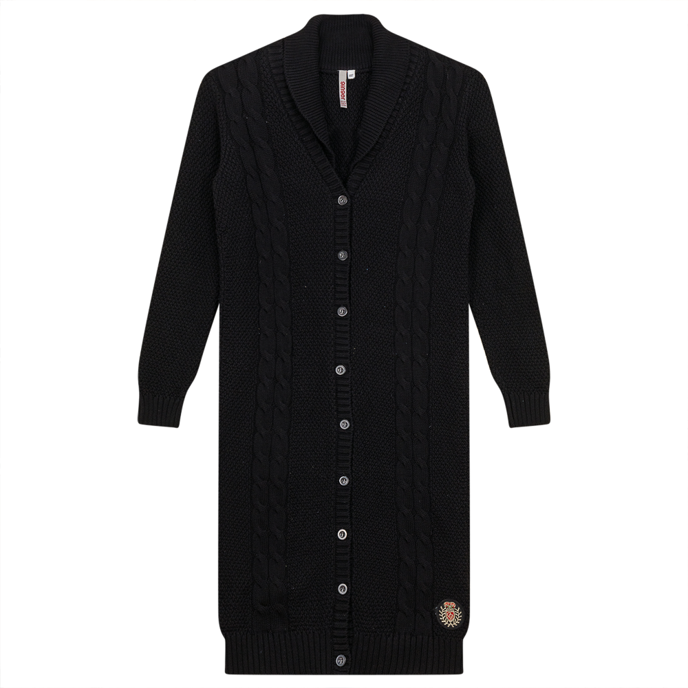 Cable Knit Long Cardigan Black