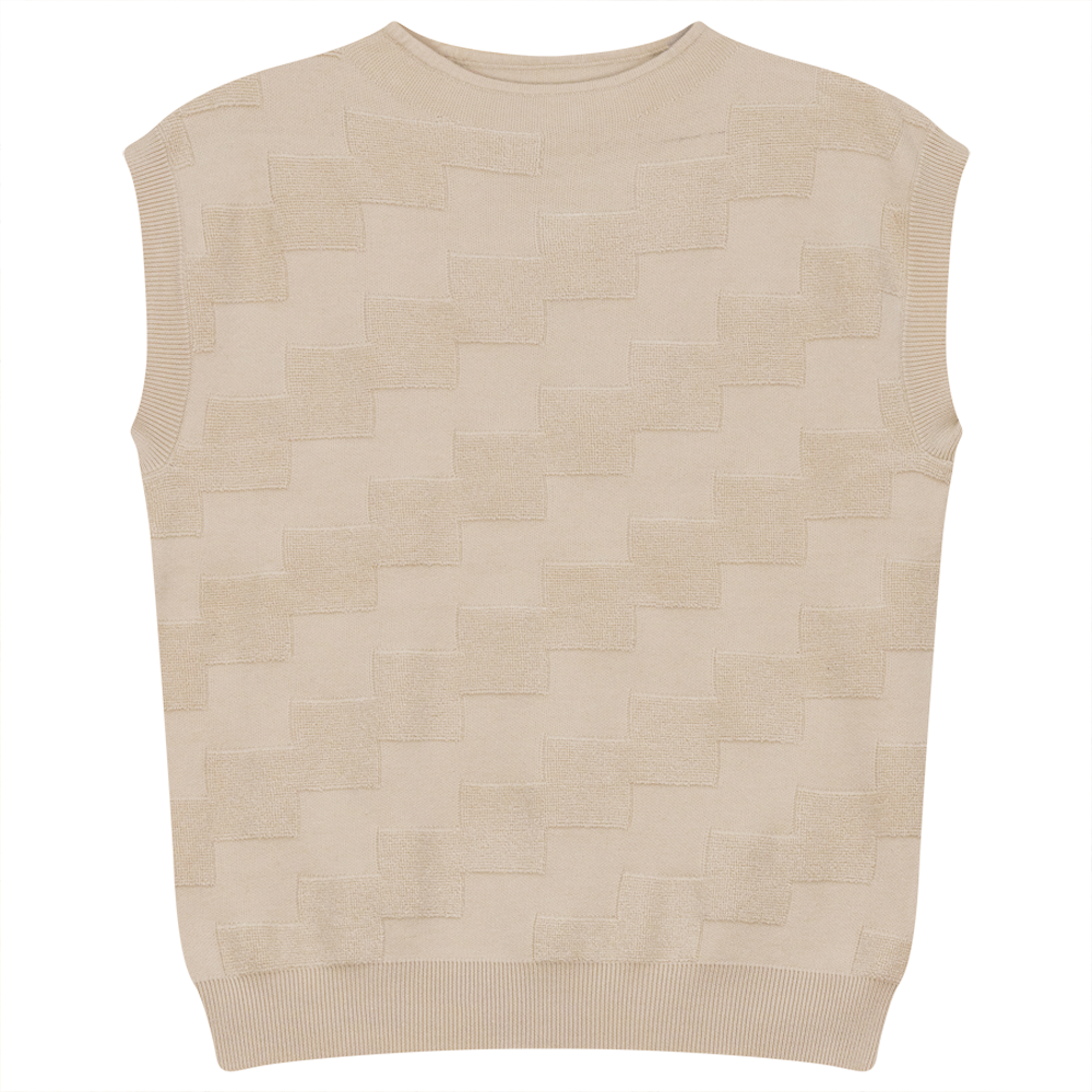 Textured Knit Vest Dark Almond