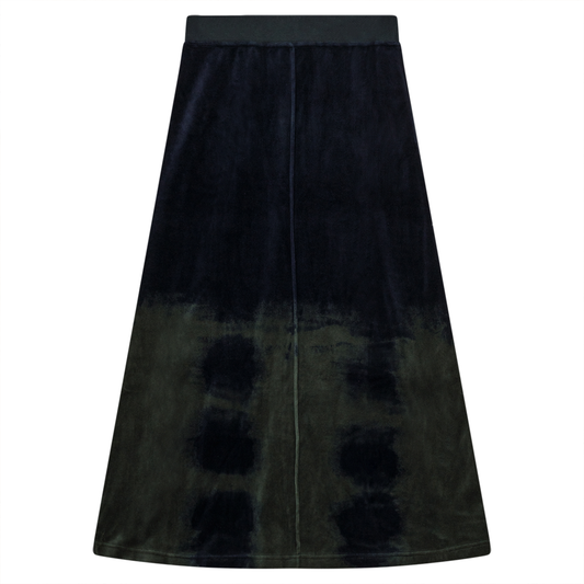 Tie Dye Cotton Velour Skirt Olive Midnight