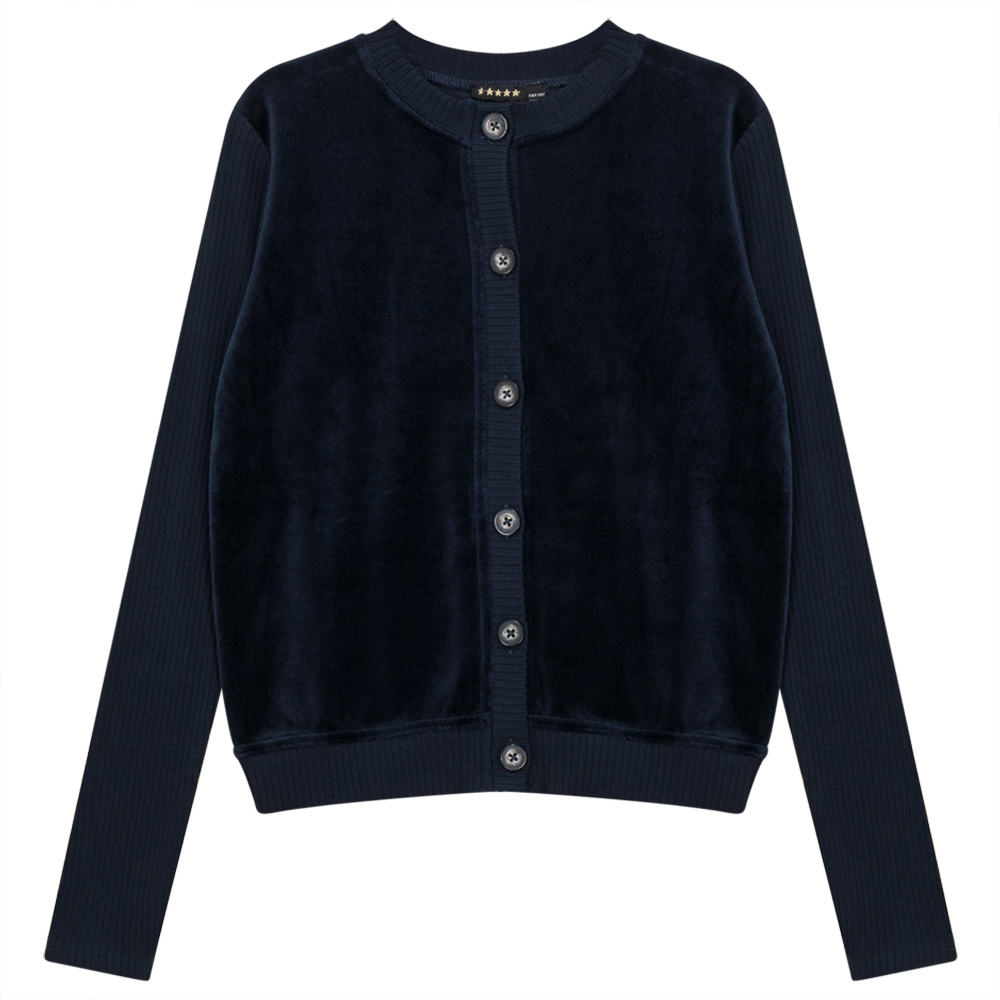 Cotton Velour Cardigan Midnight