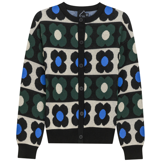 Knit Cardigan Black Cream