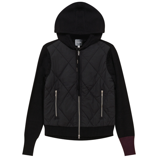 Quilted Bomber Jacket Combo Black Wine