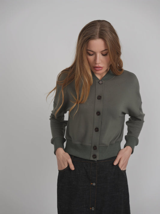 Cropped Sweatshirt Cardigan