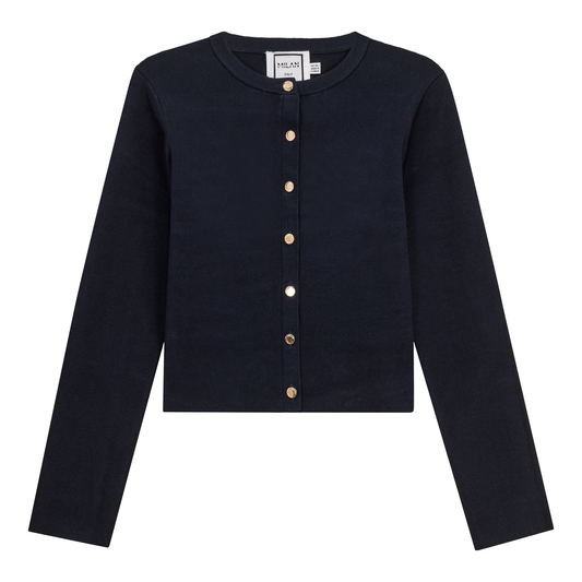 Cropped Knit Cardigan Dark Navy