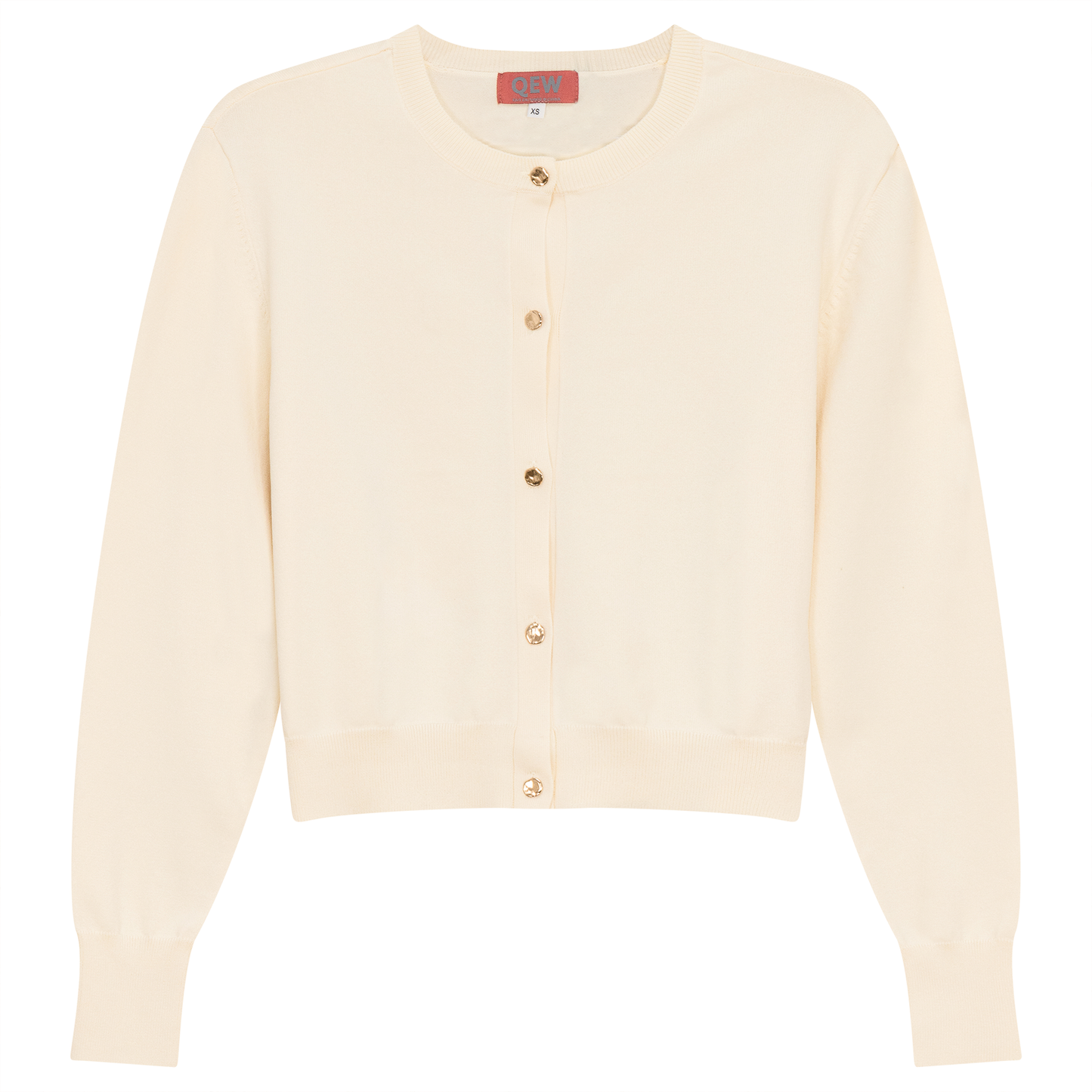 Cropped Knit Cardigan With Pocket Cream