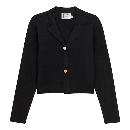 Cropped Knit Blazer Black