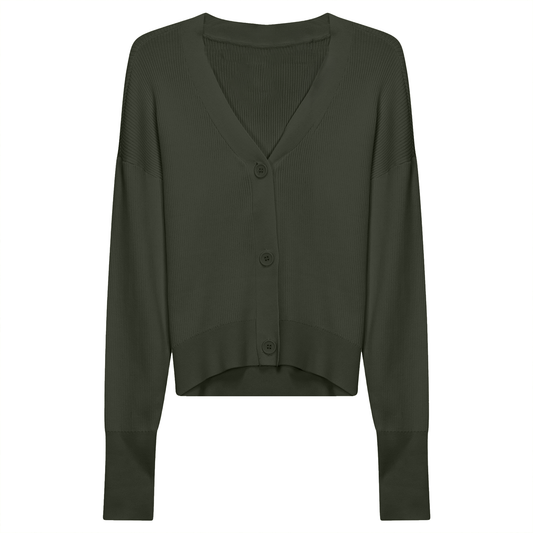 Cropped Drop Shoulder Sweater Olive