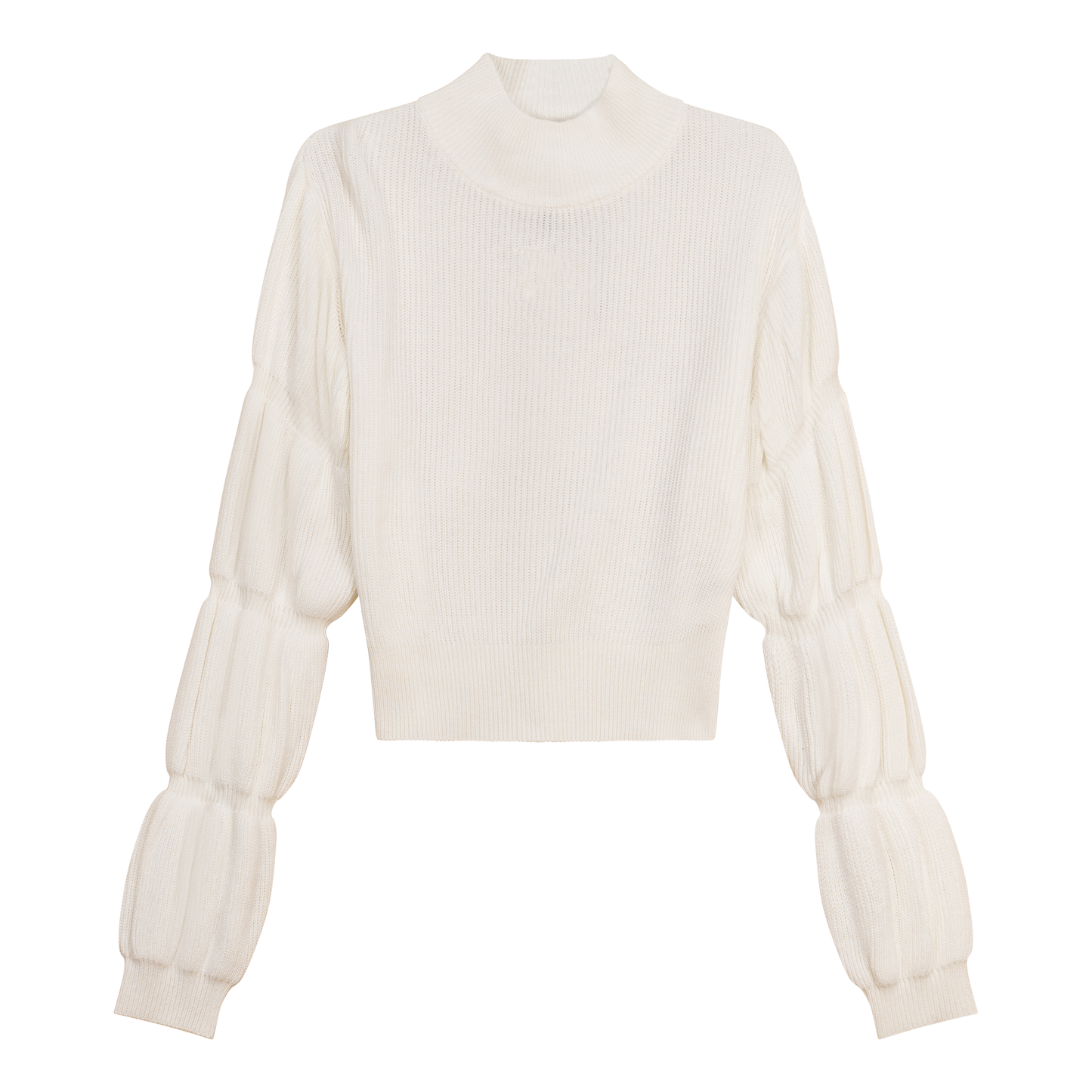 Ribbed Knit Mock Neck Sweater Cream