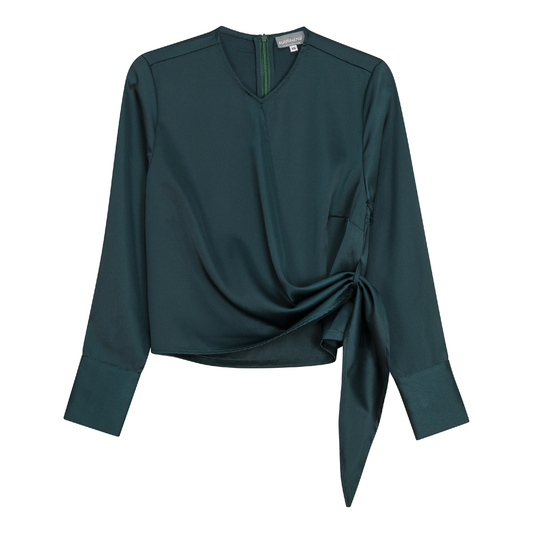 Satin Wrap Blouse Deep Teal