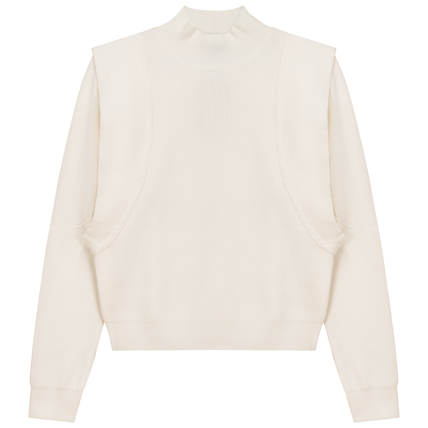 Mock Neck Vest Look Sweater Cream