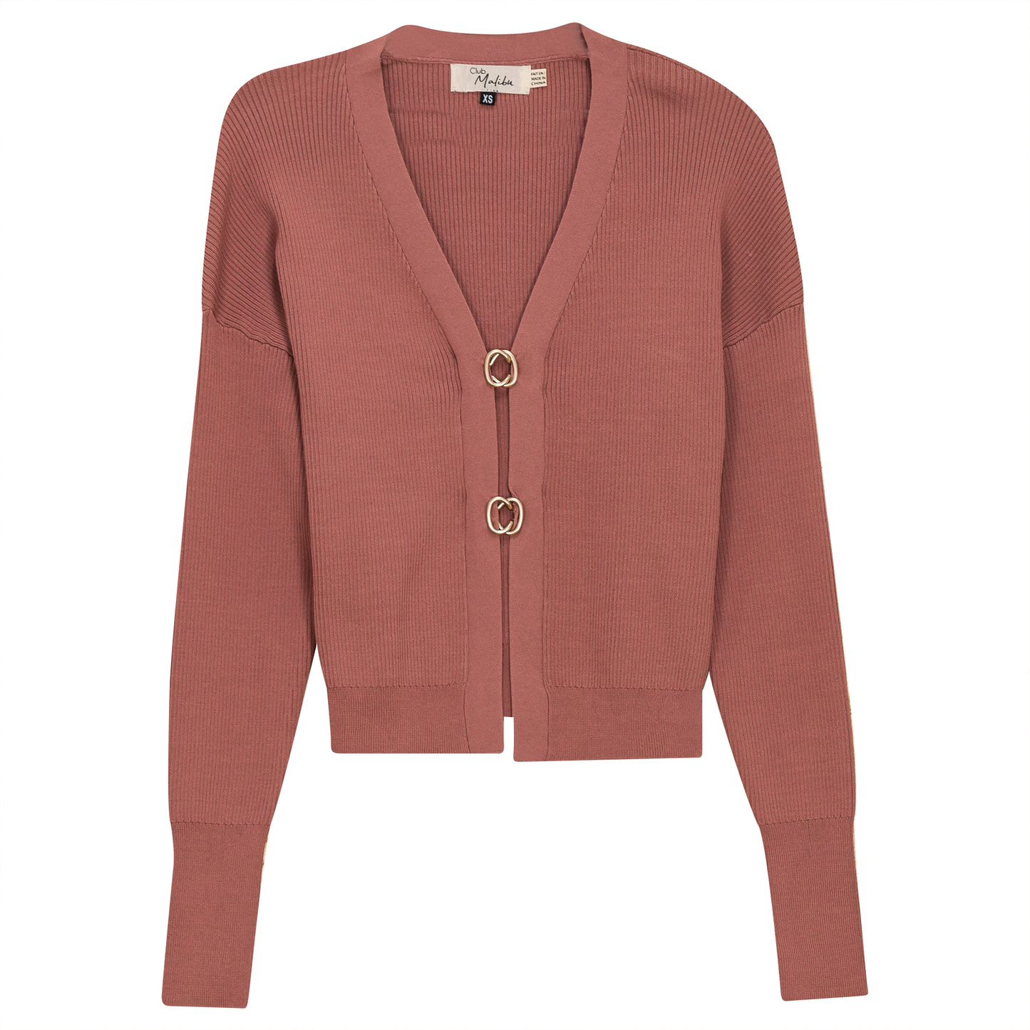 Cropped Knit Cardigan Dark Dusty Salmon