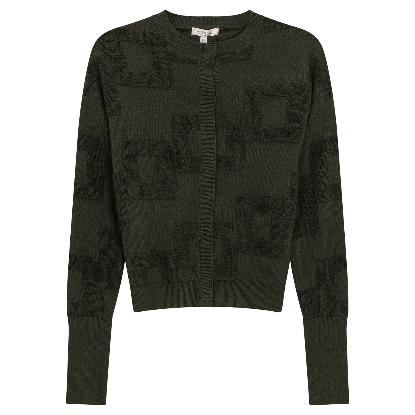 Textured Knit Cardigan Dark Olive