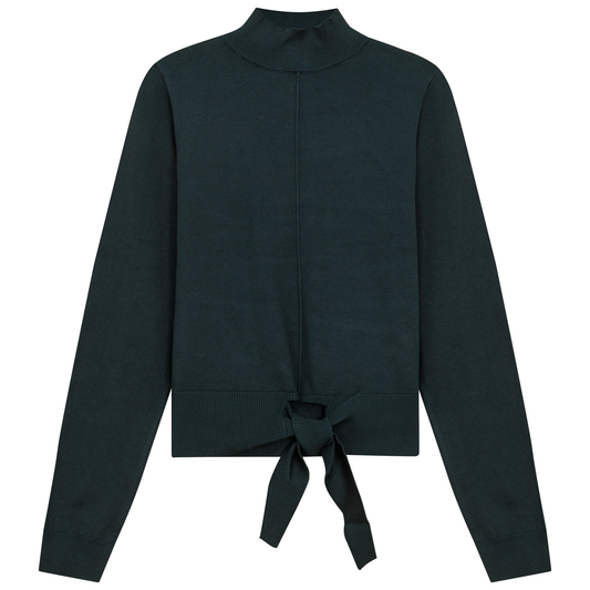 Mock Neck Tie Sweater Deep Teal