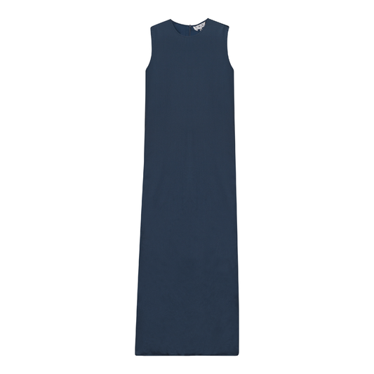 Satin Maxi Jumper Steel Blue