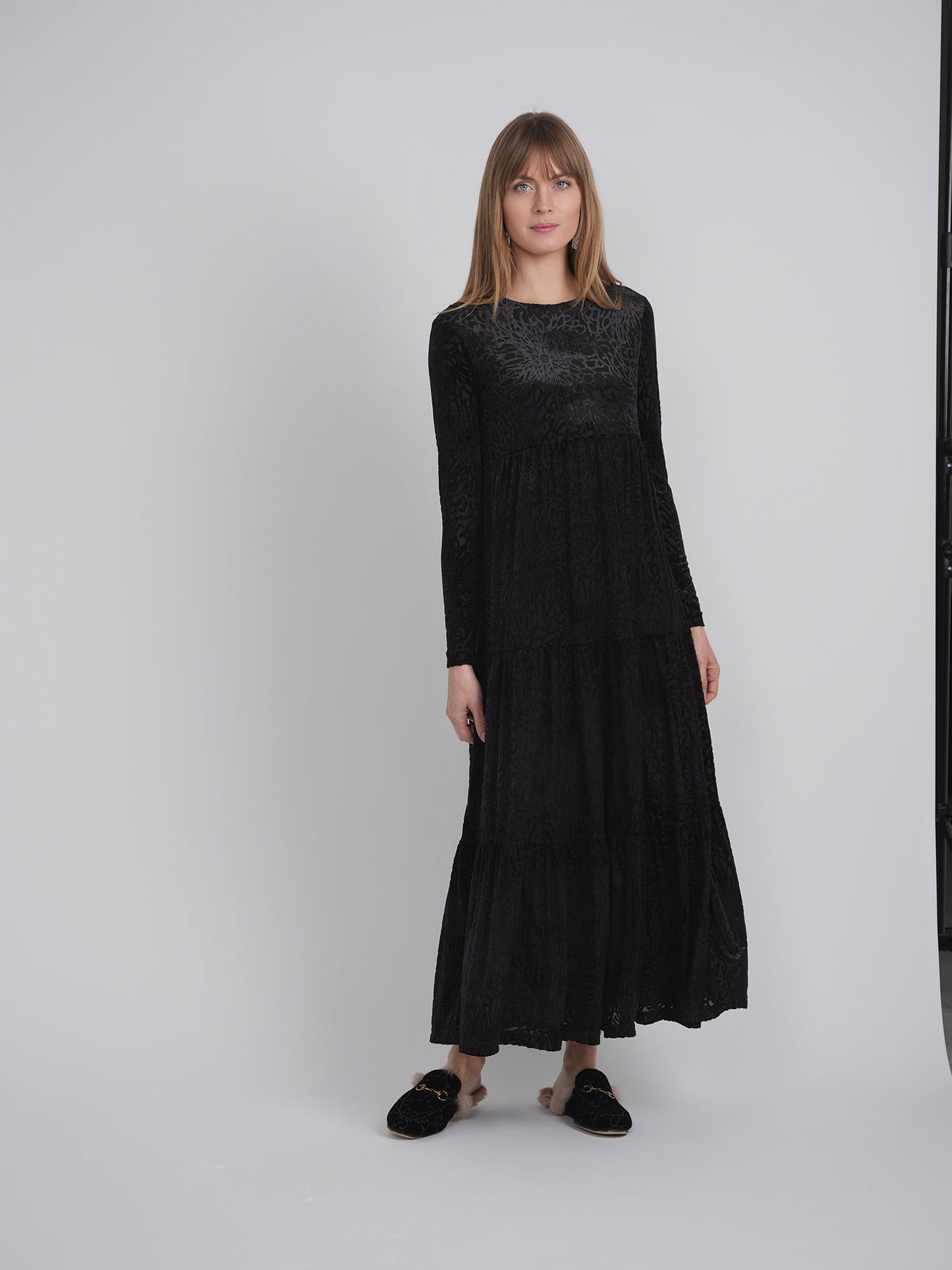 Printed Velour Maxi Dress