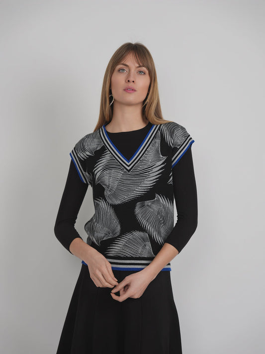 Printed Knit Sweater Vest