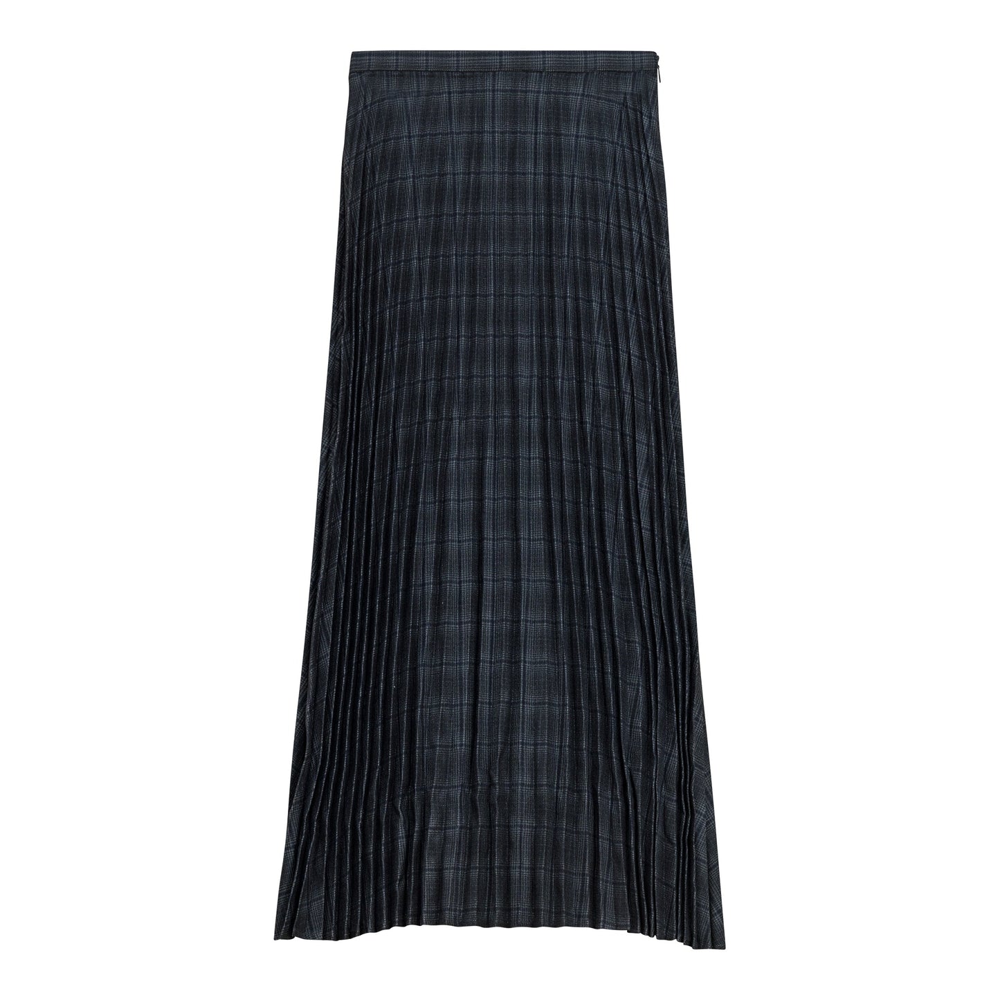 Plaid Accordion Pleated Midi Skirt Charcoal