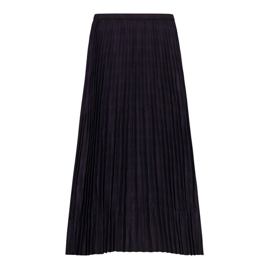 Plaid Accordion Pleated Midi Skirt Wine