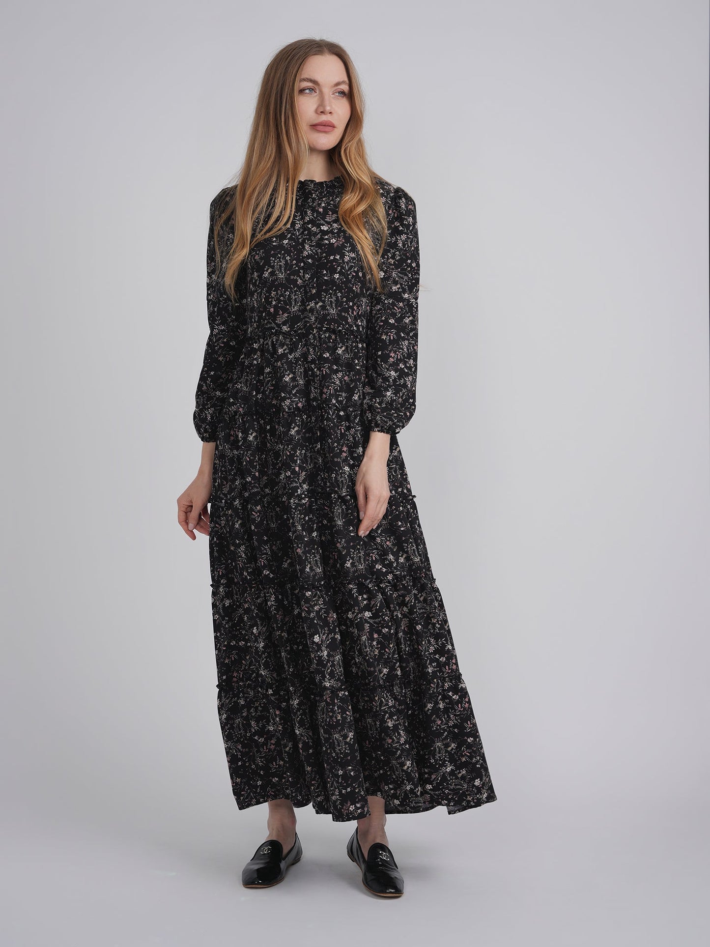 Color Blocked Floral Maxi Dress