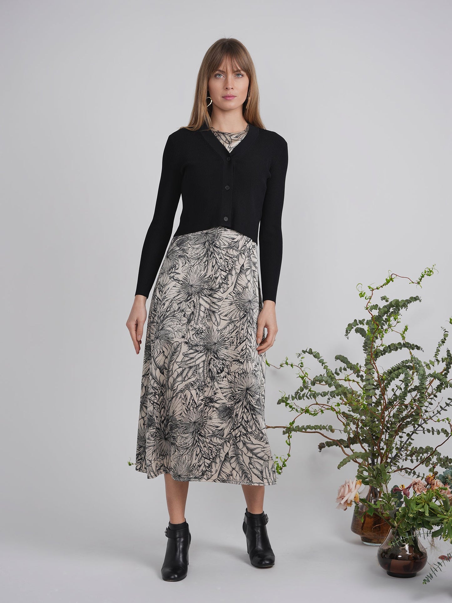 Printed Satin A Line Jumper