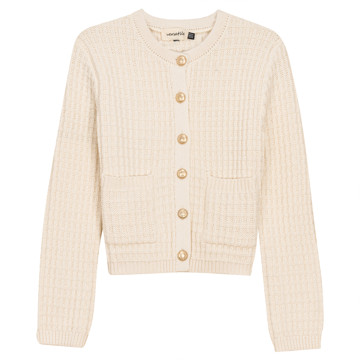 Crochet Knit Short Cardigan Cream