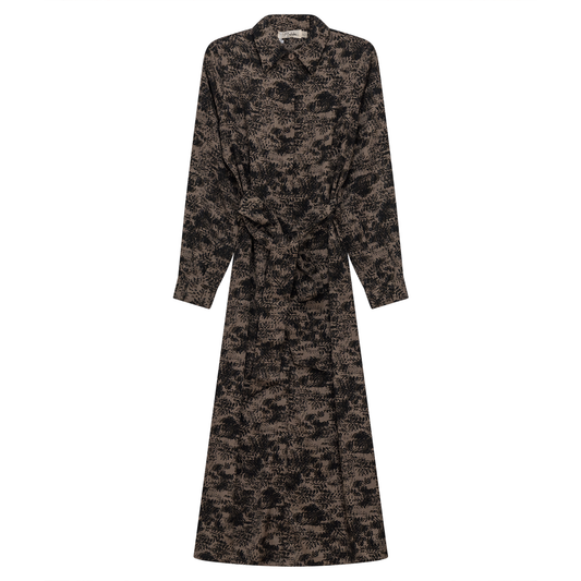 Midi Floral Shirt Dress Black Coffee