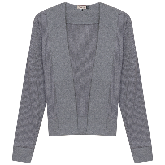 Cropped Cable Knit Bolero Medium Grey Mix