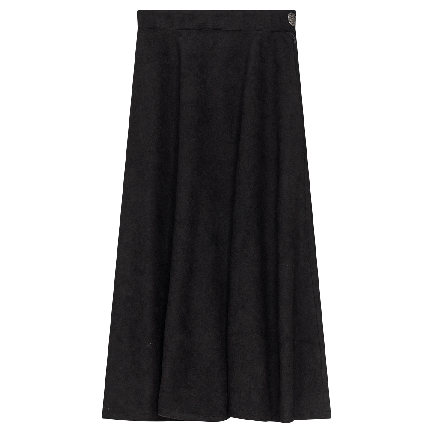 Midi A Line Suede Skirt Black