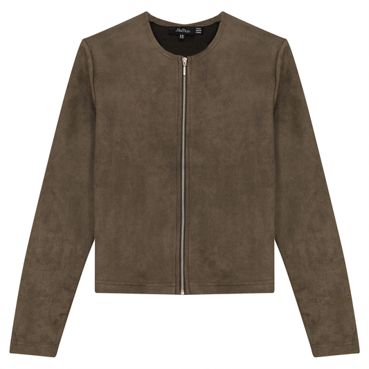 Suede Zip Jacket Mocha