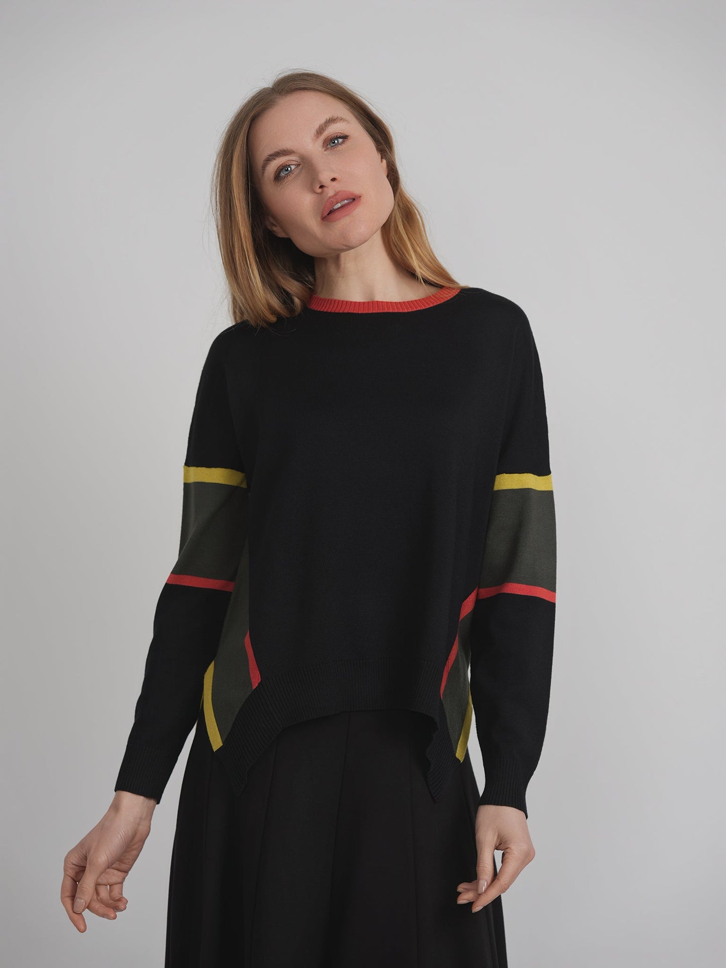 Side Slit Abstract Sweater