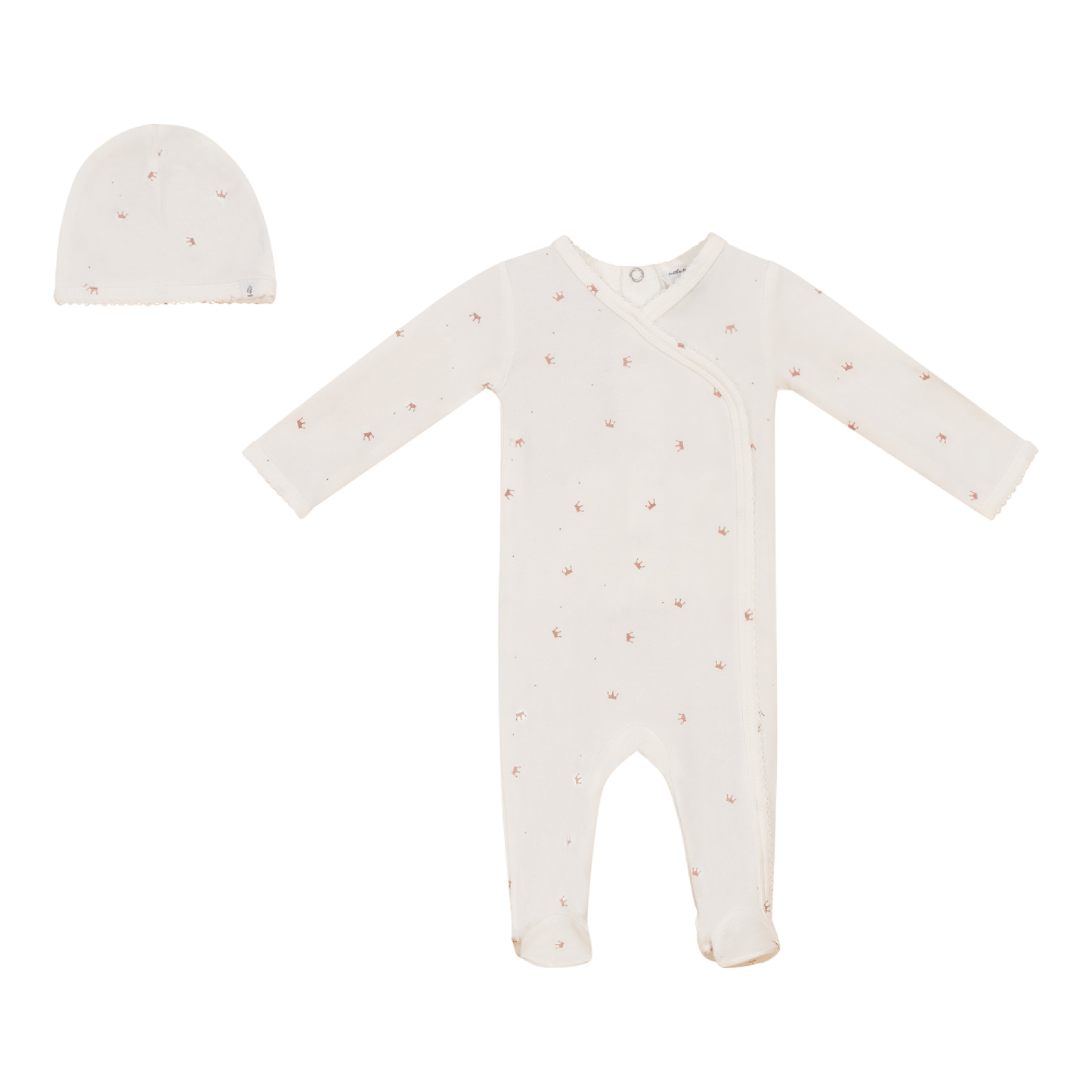 Crown Print Onesie Set Powder Rose