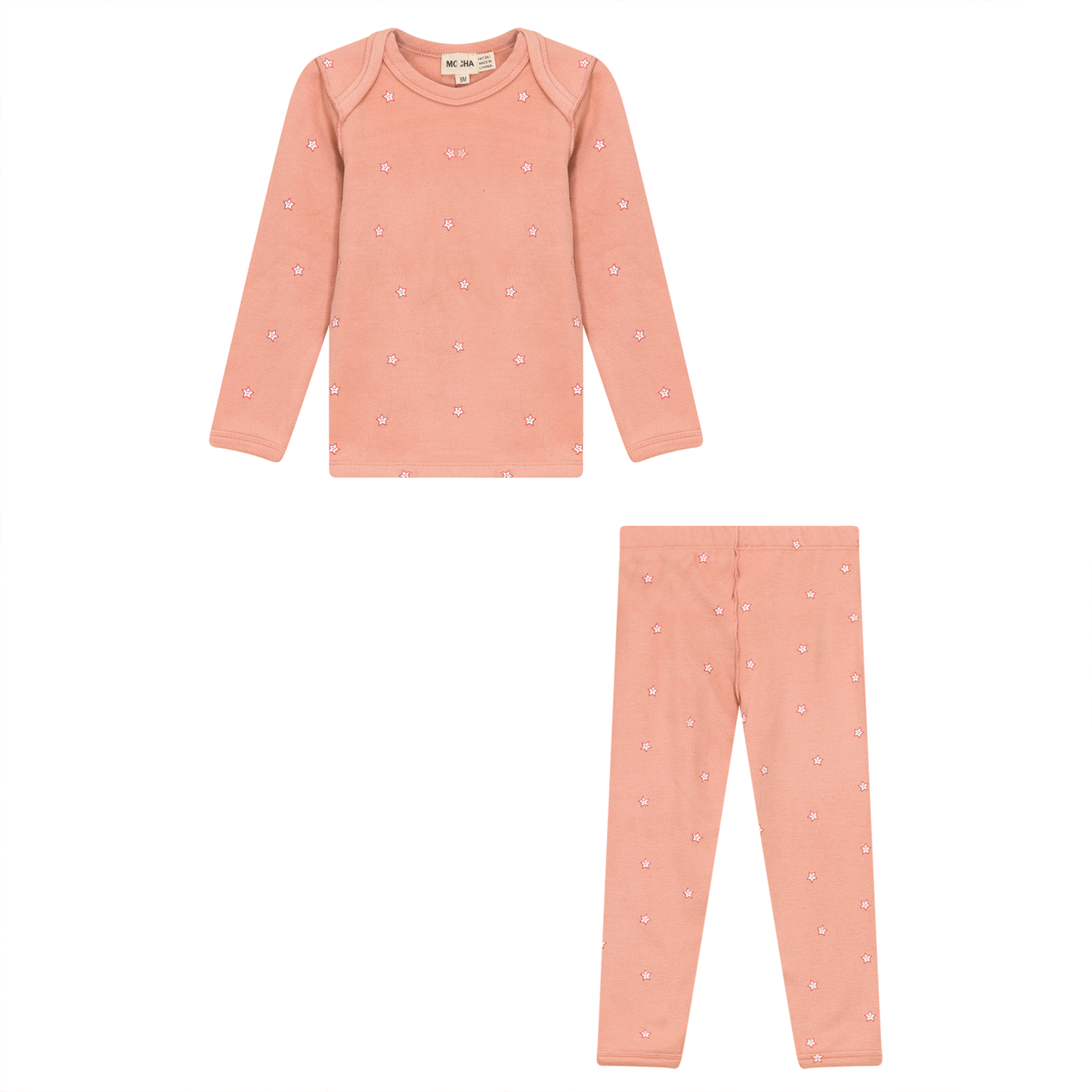 Star Print 2Pc Set Peach Fuzz
