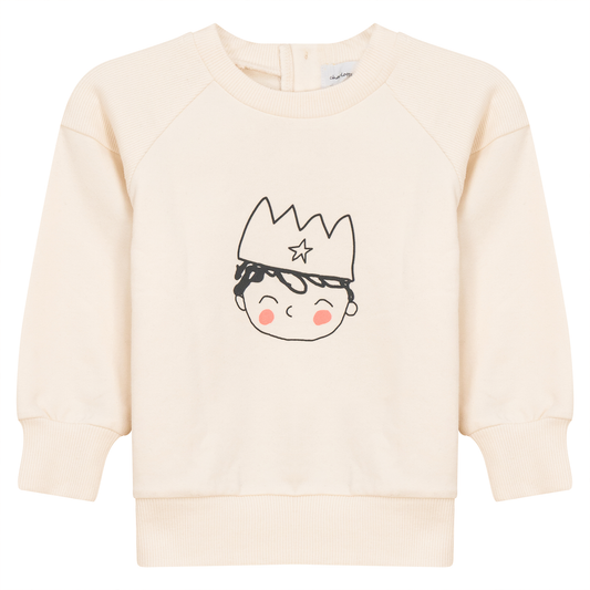 Crown Print Sweatshirt Cream