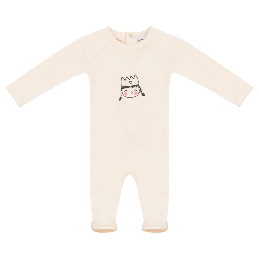 Crown Print Onesie Cream
