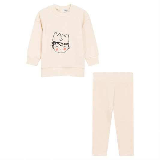 Crown Print 2Pc Set Cream