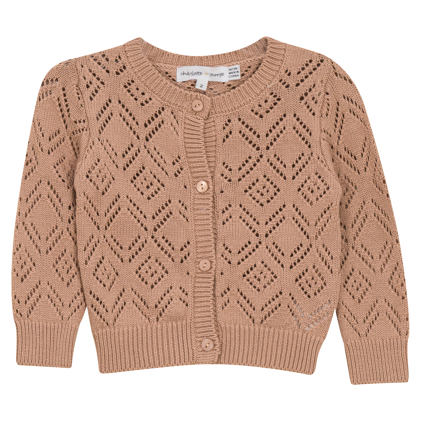 Pointelle Knit Cardigan Maple Sugar