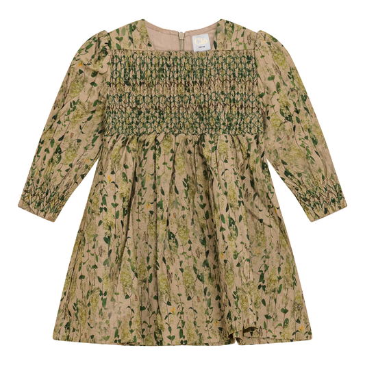 Woven Flower Print Dress Green