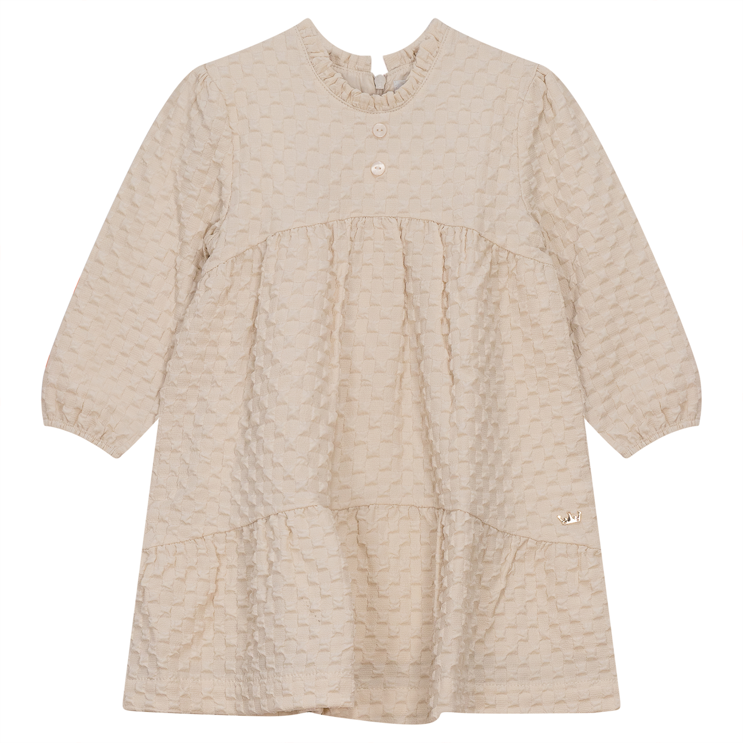 Puff Textured Woven Dress Cream