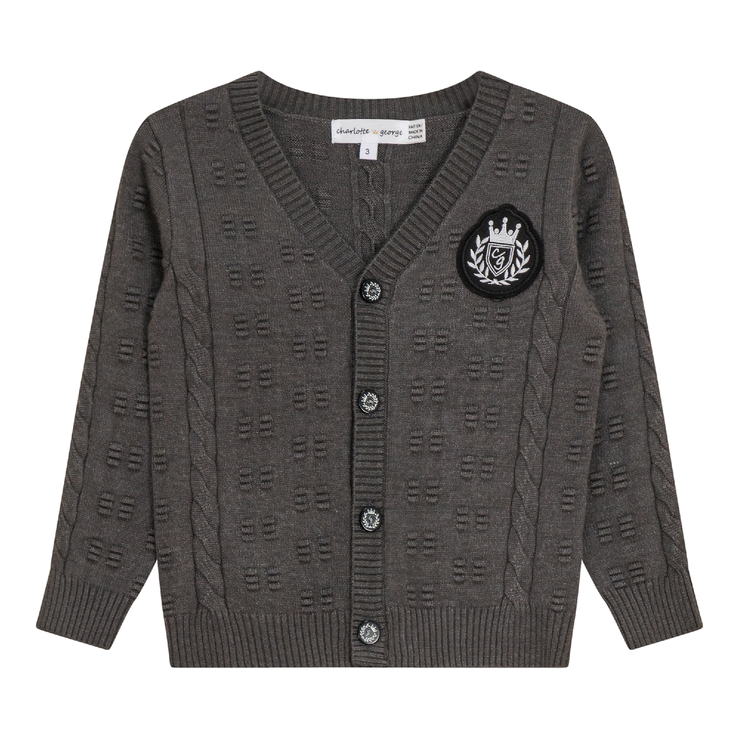 Cable Knit Cardigan Medium Grey Mix