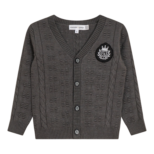 Cable Knit Cardigan Medium Grey Mix