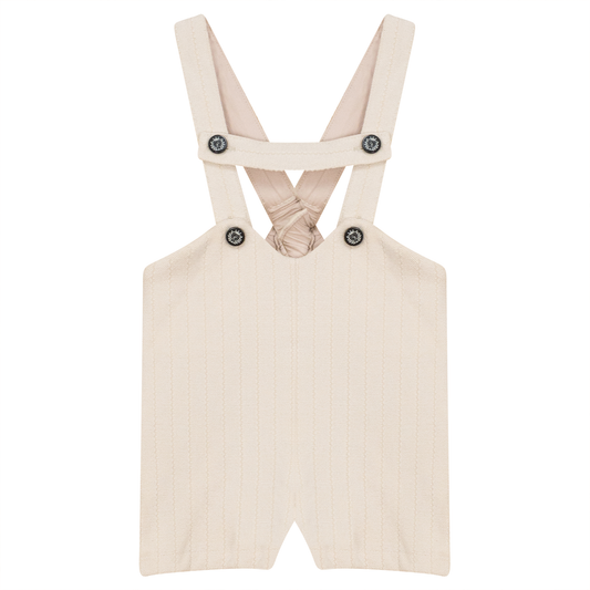 Stripe Velour Overall Off White