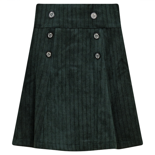 Stripe Velour Skirt Forest Green